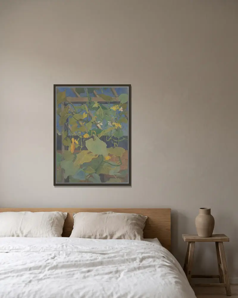 Gewächshaus mit Zierkürbissen von Theo van Hoytema gerahmt an einer Wand