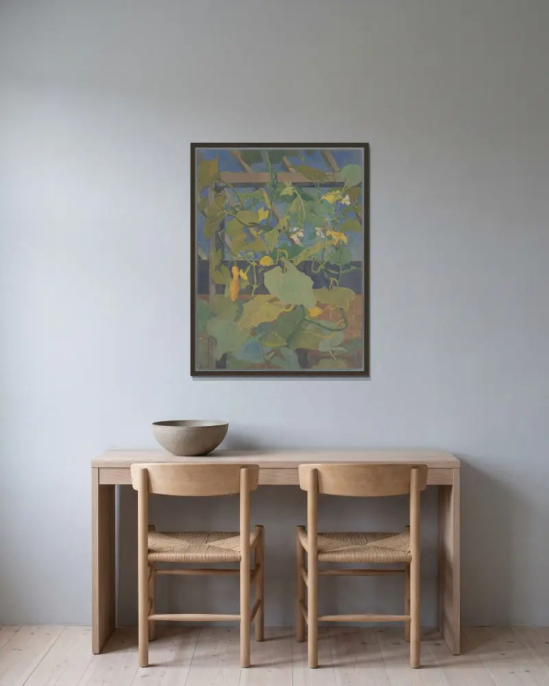Gewächshaus mit Zierkürbissen von Theo van Hoytema gerahmt an einer Wand