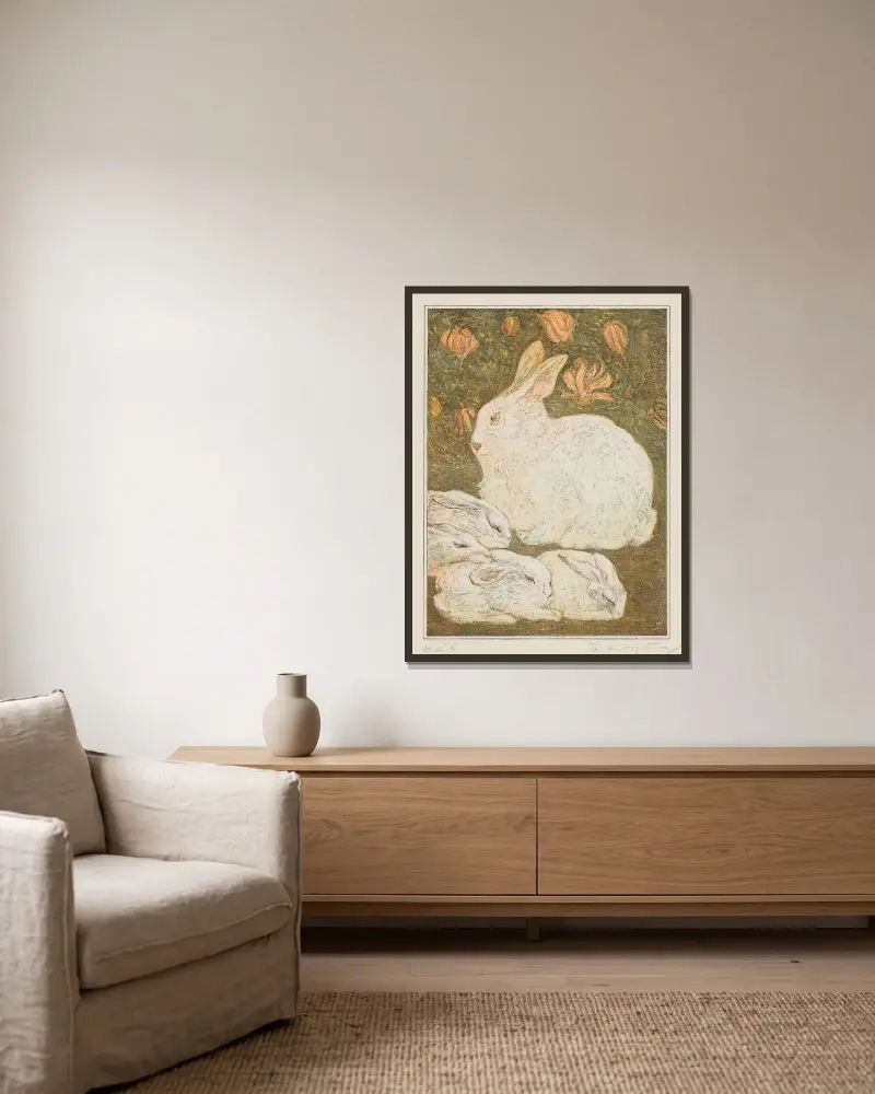 Kaninchen von Theo van Hoytema gerahmt an einer Wand