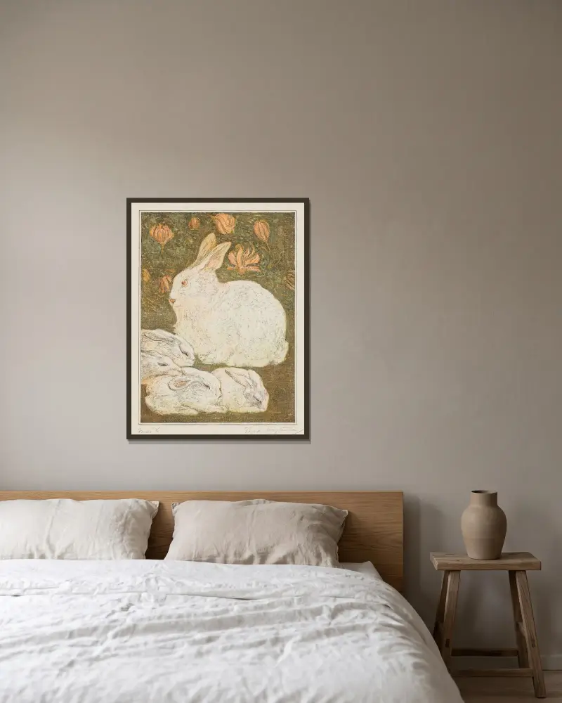 Kaninchen von Theo van Hoytema gerahmt an einer Wand