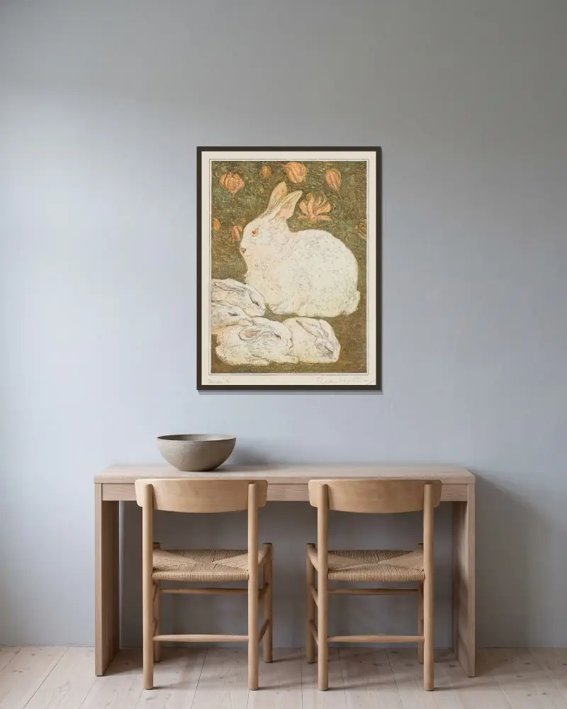 Kaninchen von Theo van Hoytema gerahmt an einer Wand