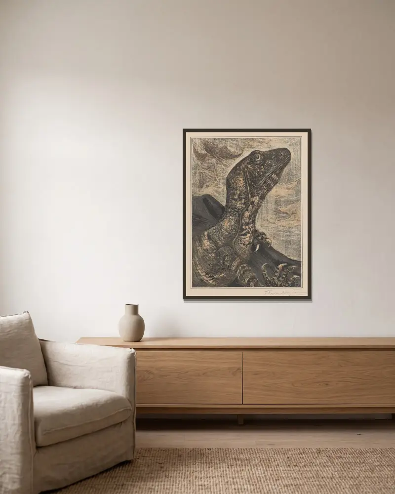 Leguan von Theo van Hoytema gerahmt an einer Wand
