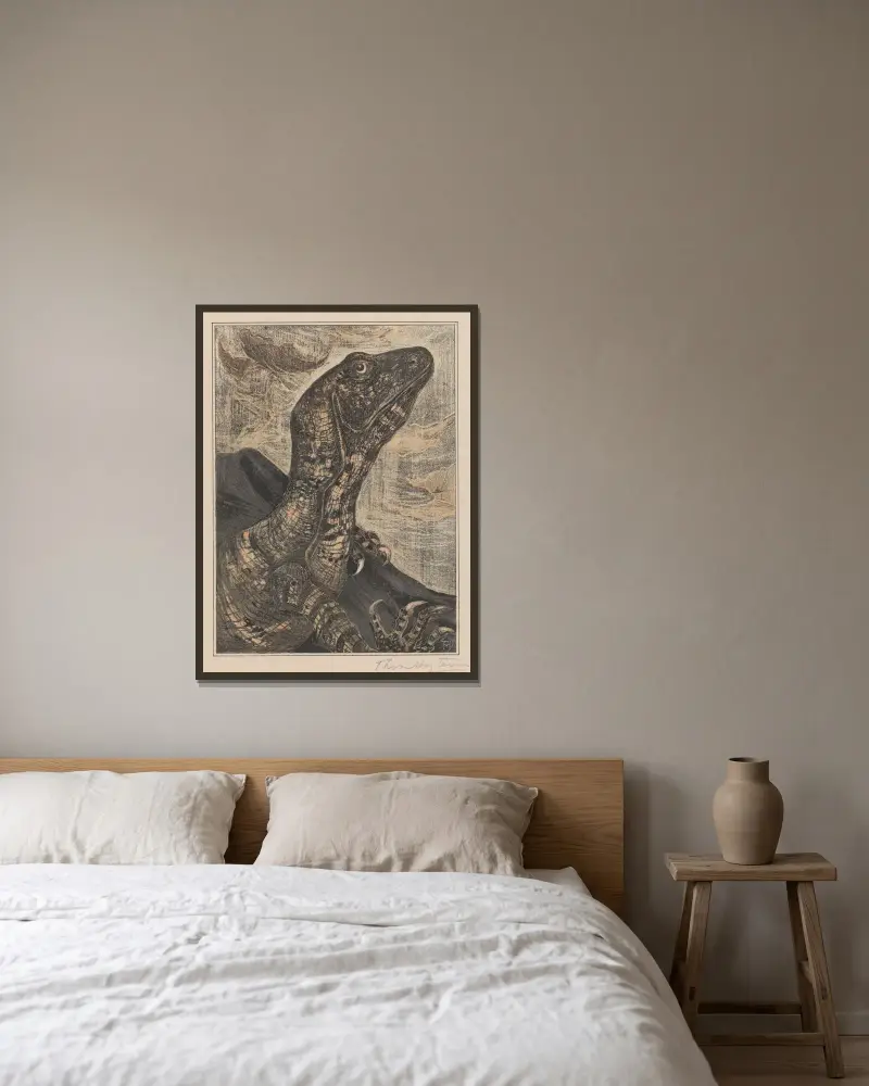 Leguan von Theo van Hoytema gerahmt an einer Wand