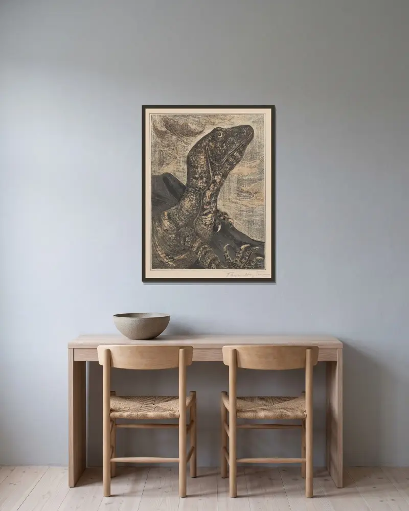 Leguan von Theo van Hoytema gerahmt an einer Wand