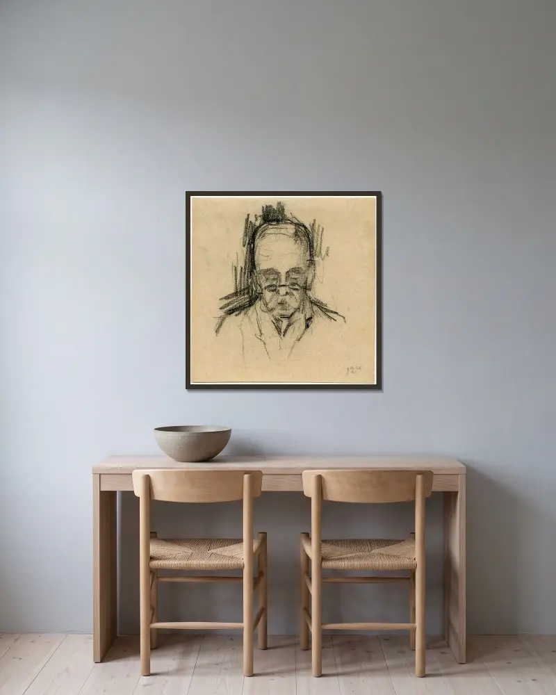 Mr. Kingston, buste av Theo van Hoytema inramad på en vägg