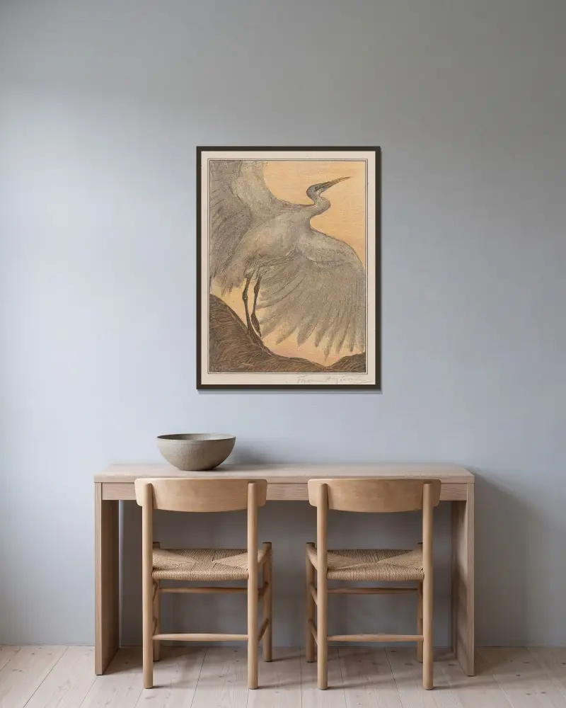 Silberreiher von Theo van Hoytema gerahmt an einer Wand