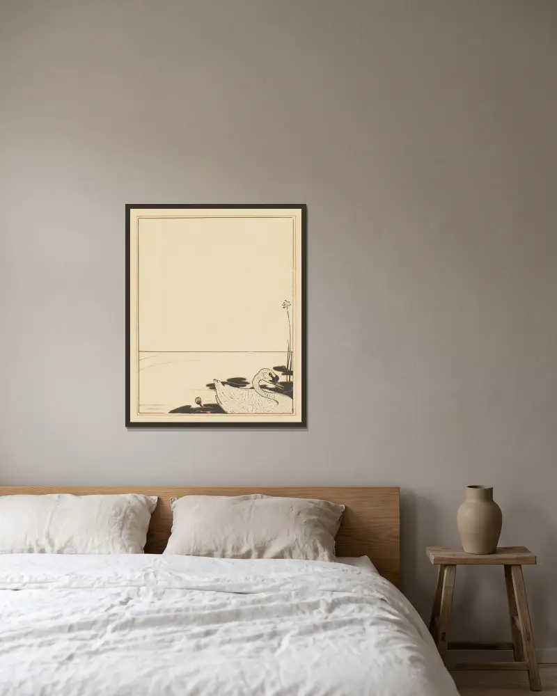 Schwimmender Schwan von Theo van Hoytema gerahmt an einer Wand