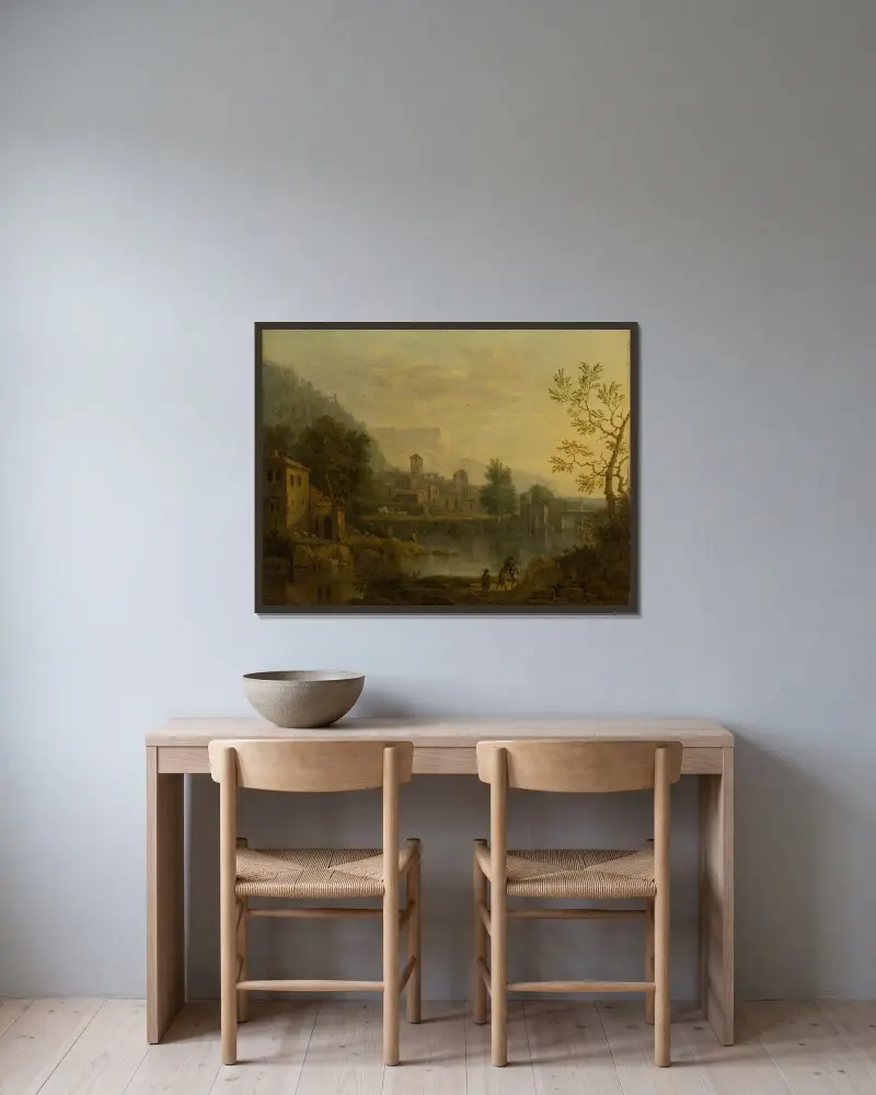 Italská krajina, Jan van Huysum v rámu na stěně