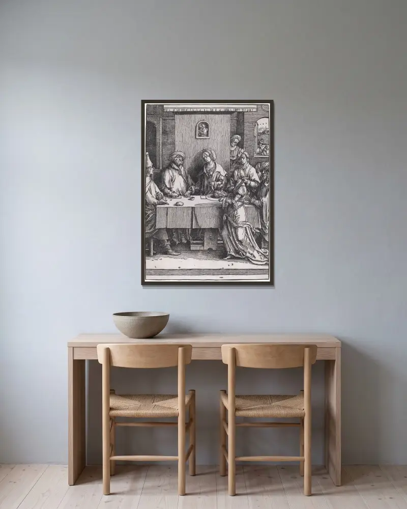 Herodes und Herodias von Lucas Van Leyden gerahmt an einer Wand