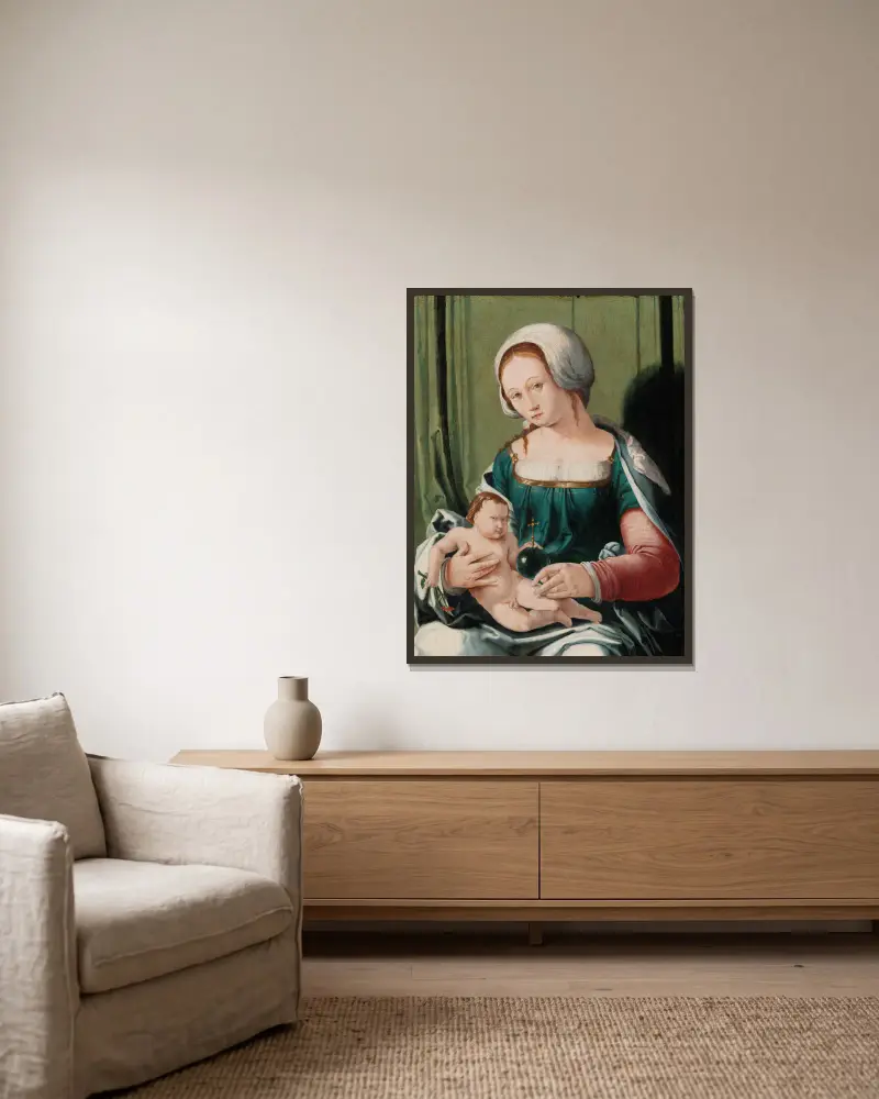 Madona s dítětem, Lucas Van Leyden v rámu na stěně