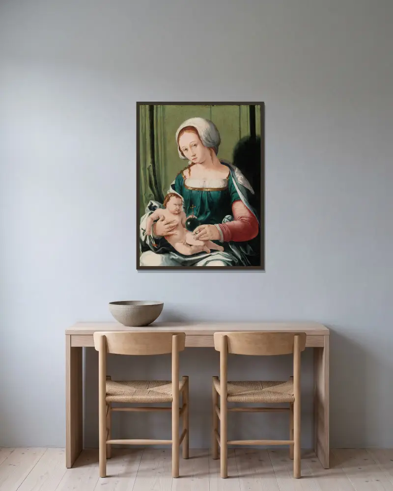 Madona s dítětem, Lucas Van Leyden v rámu na stěně