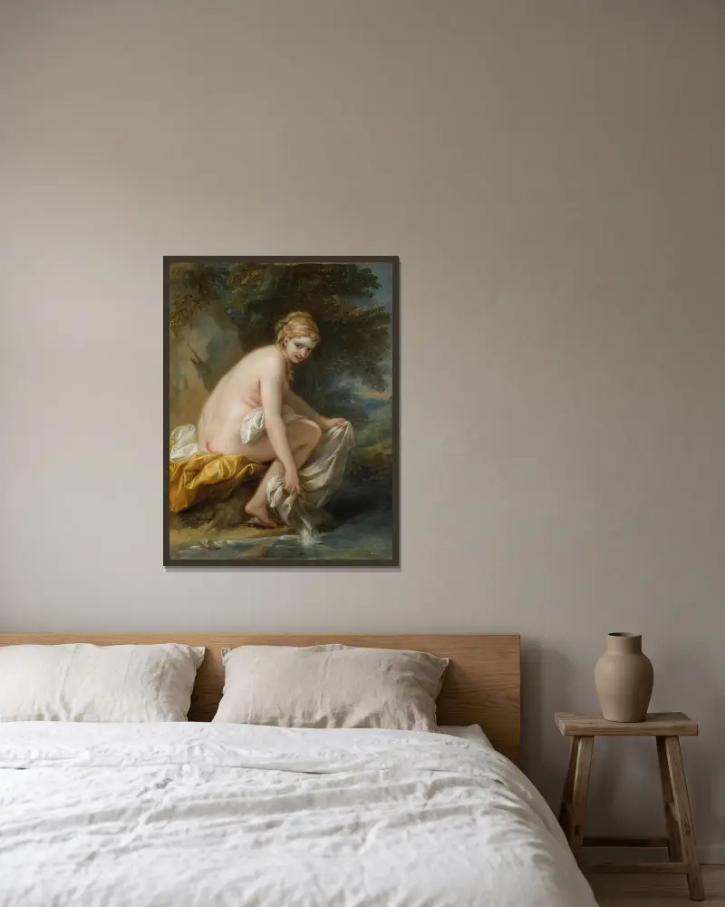 Nymfa ve koupeli, Charles-André van Loo v rámu na stěně
