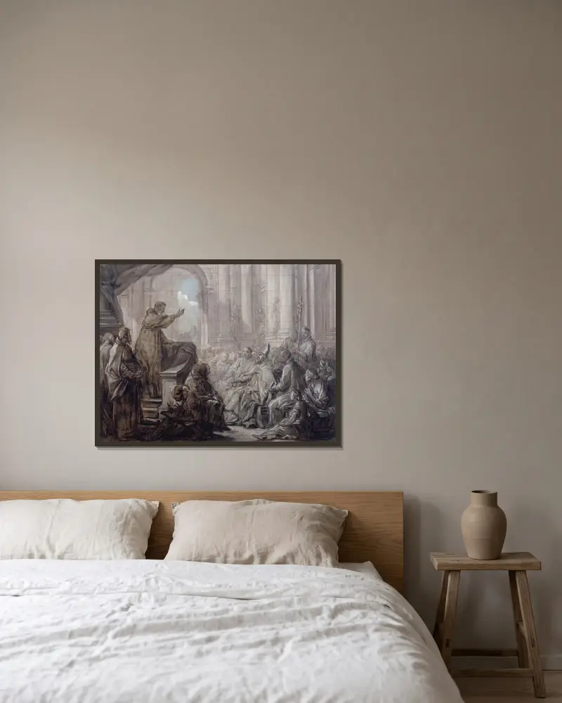 Kázání svatého Augustina před Valeriem, Charles-André van Loo v rámu na stěně