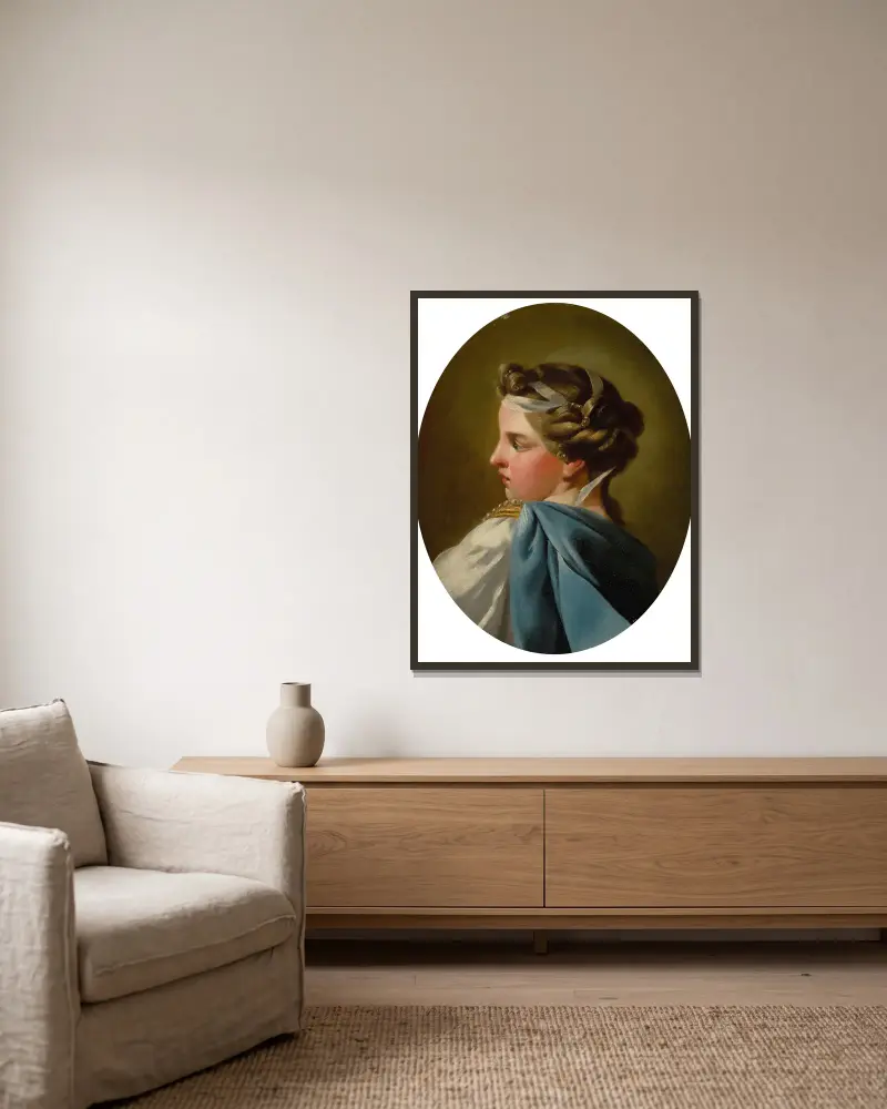 Porträt einer Dame von Charles-André van Loo gerahmt an einer Wand