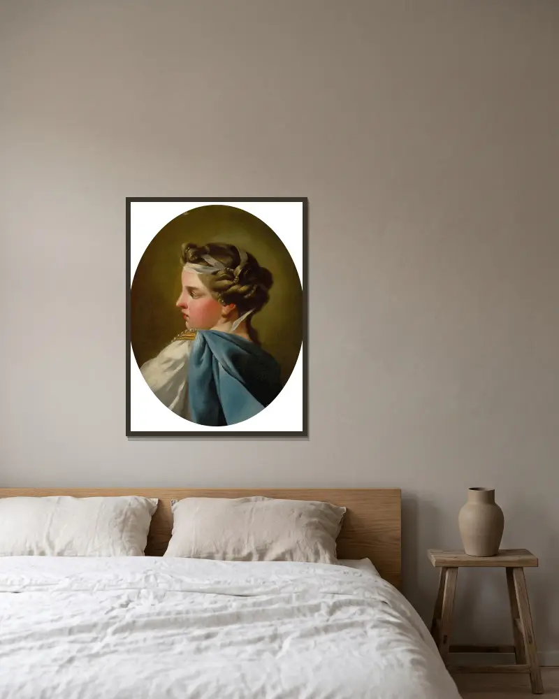 Porträt einer Dame von Charles-André van Loo gerahmt an einer Wand