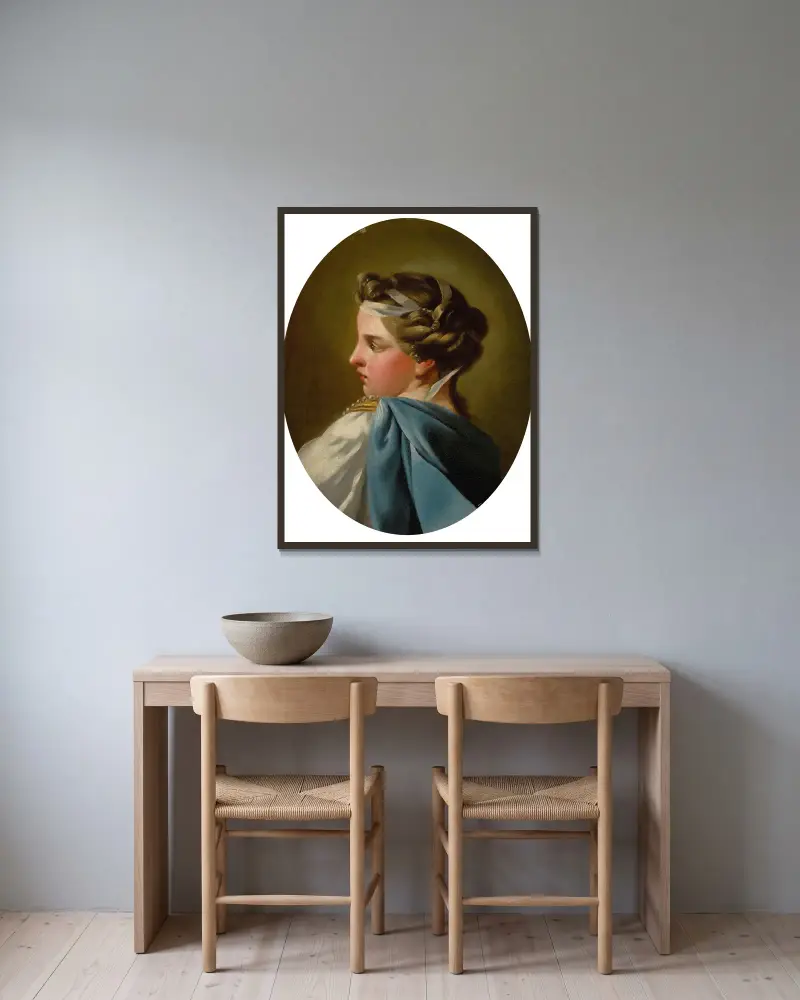Porträt einer Dame von Charles-André van Loo gerahmt an einer Wand
