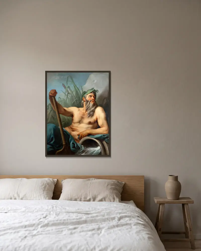 Flussgott von Charles-André van Loo gerahmt an einer Wand
