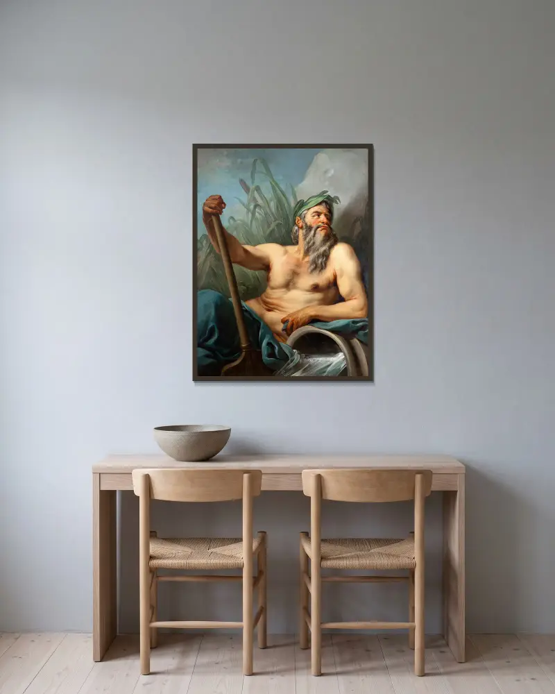 Flussgott von Charles-André van Loo gerahmt an einer Wand