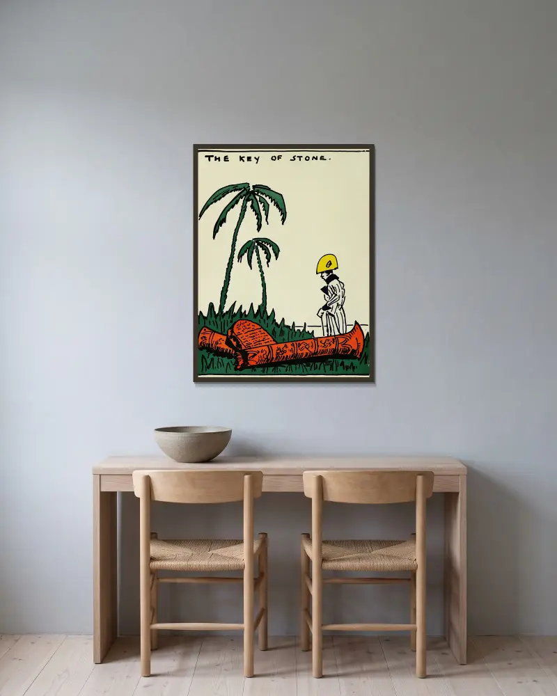 Der Schlüssel aus Stein von Hendrik Willem Van Loon gerahmt an einer Wand