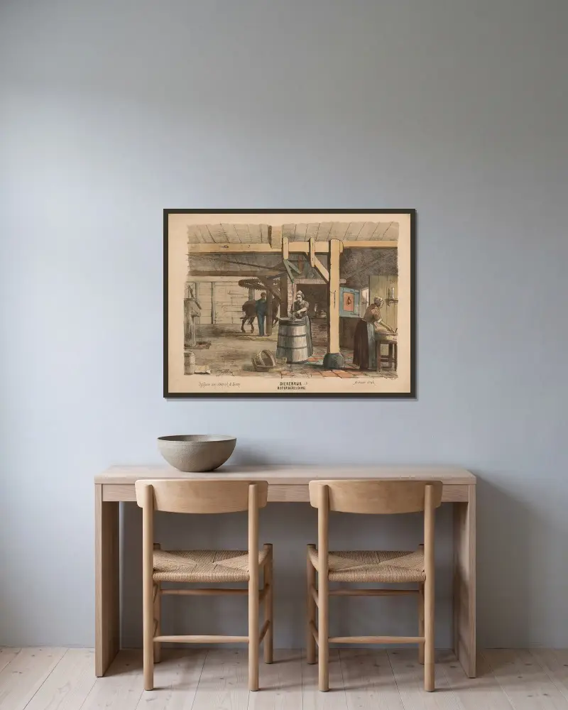 Boterbereiding av Hendrik Jan van Lummel inramad på en vägg