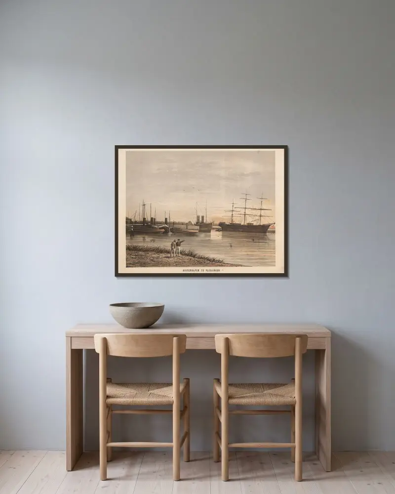 Buitenhaven in Vlissingen von Hendrik Jan van Lummel gerahmt an einer Wand