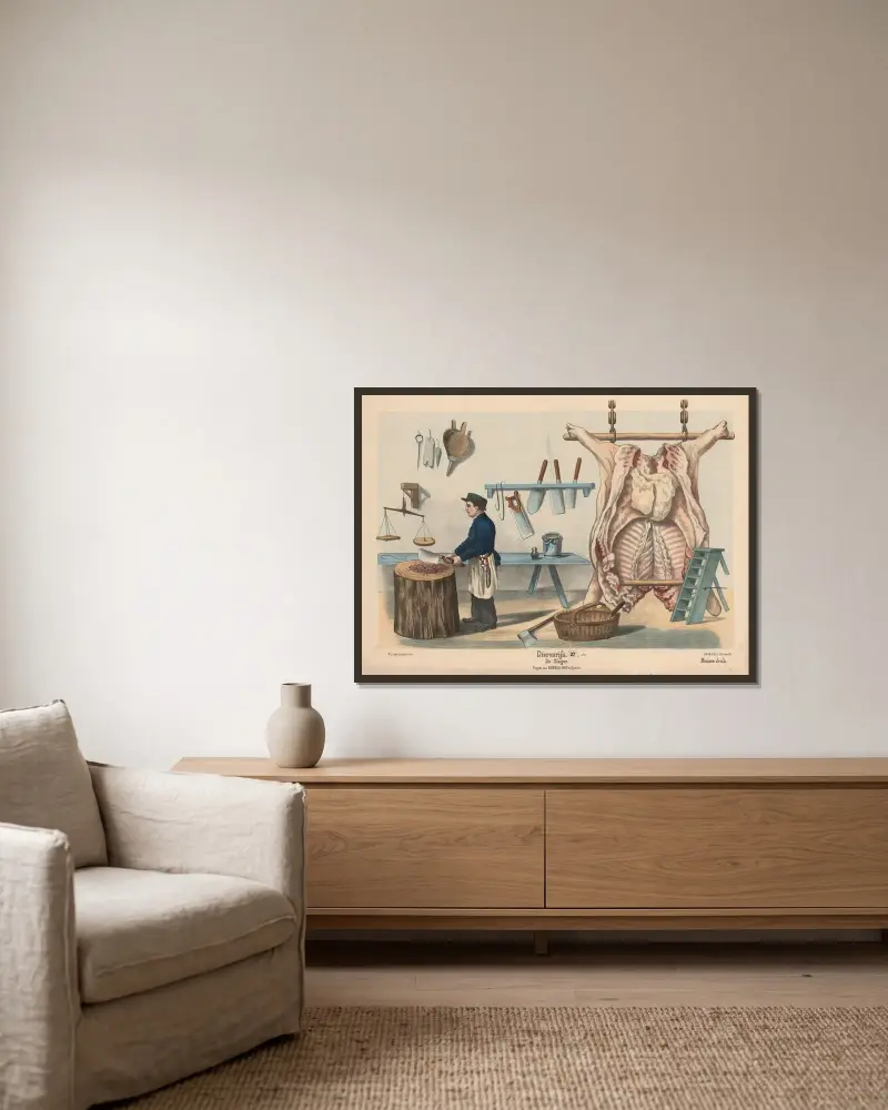 Slaktaren av Hendrik Jan van Lummel inramad på en vägg