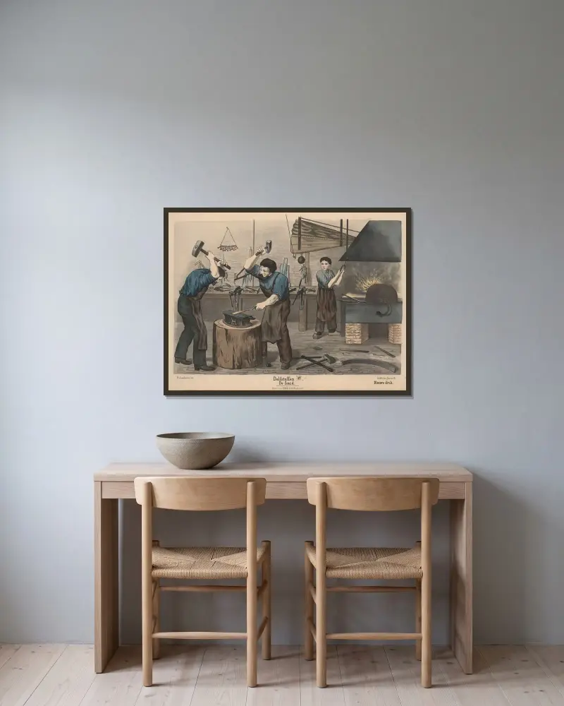 De Smid av Hendrik Jan van Lummel inramad på en vägg