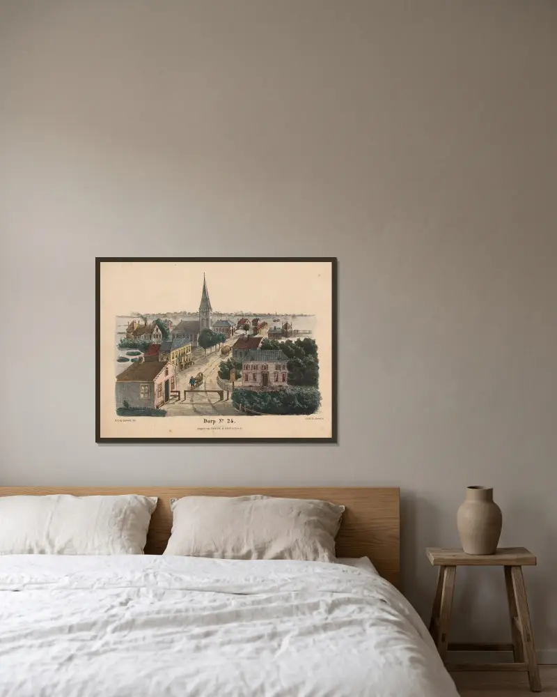 Dorp. No. 24 av Hendrik Jan van Lummel inramad på en vägg