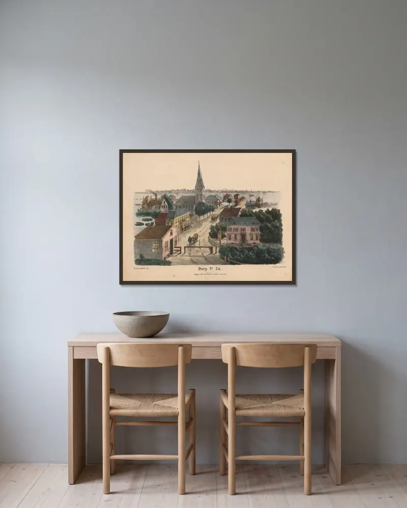 Dorp. No. 24 av Hendrik Jan van Lummel inramad på en vägg