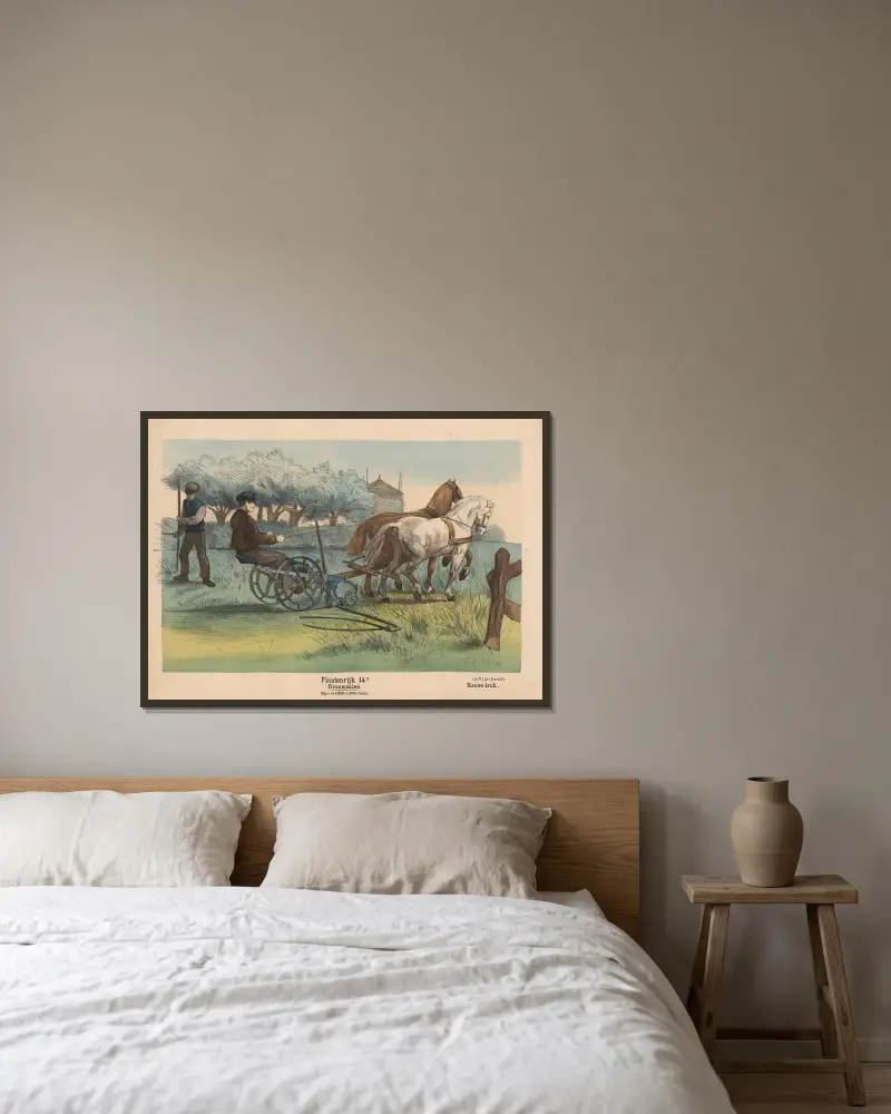 Gräsklippning av Hendrik Jan van Lummel inramad på en vägg