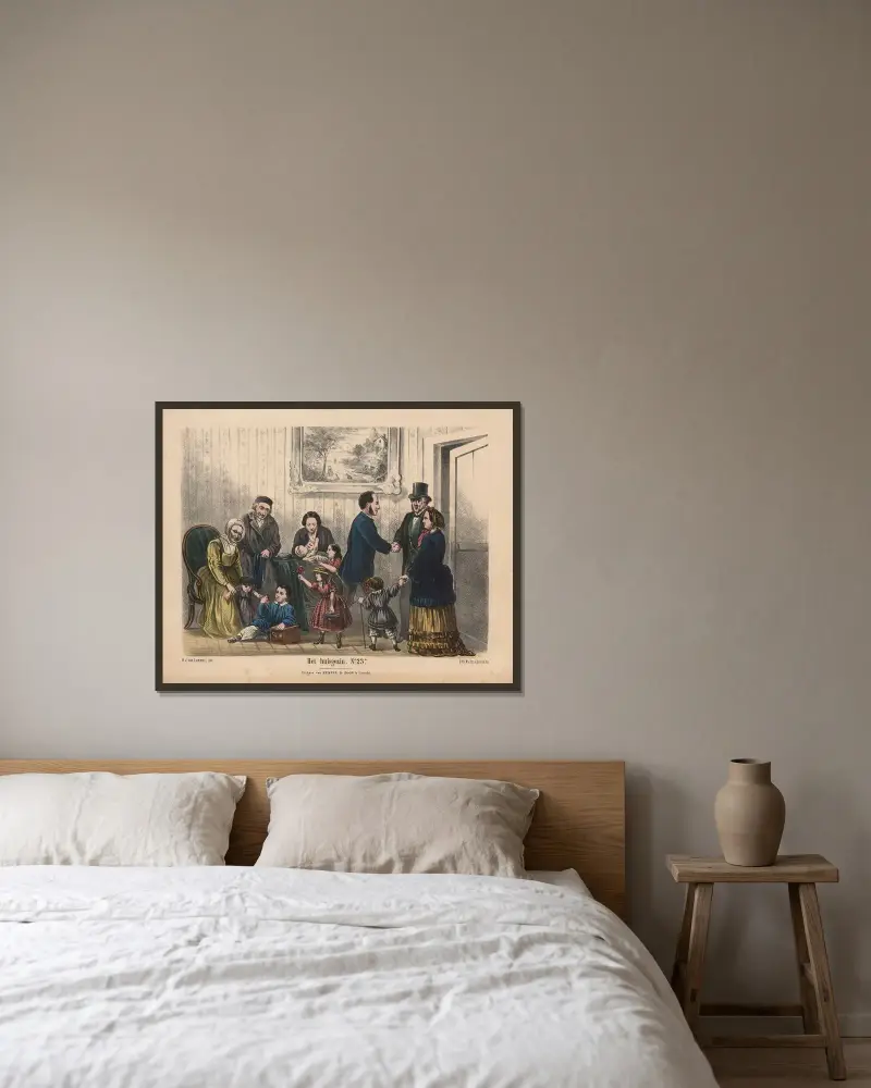 Het Huisgezin No. 23 av Hendrik Jan van Lummel inramad på en vägg