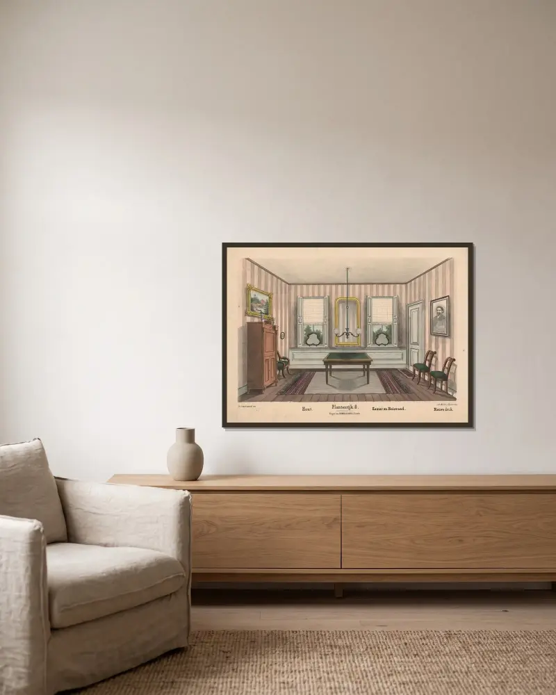 Hout, Kamer en Huisraad av Hendrik Jan van Lummel inramad på en vägg