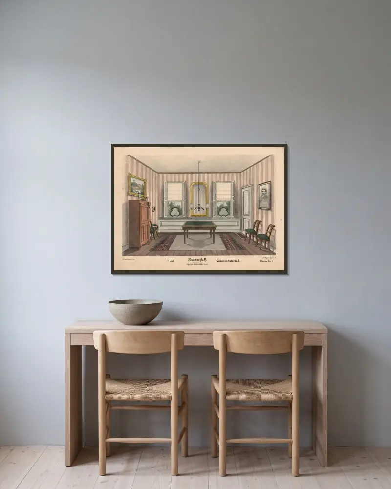 Hout, Kamer en Huisraad av Hendrik Jan van Lummel inramad på en vägg