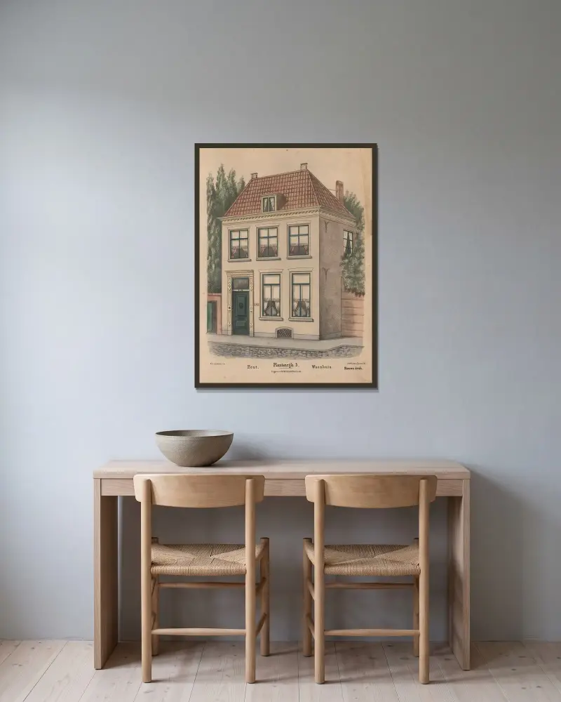 Hout, Woonhuis av Hendrik Jan van Lummel inramad på en vägg
