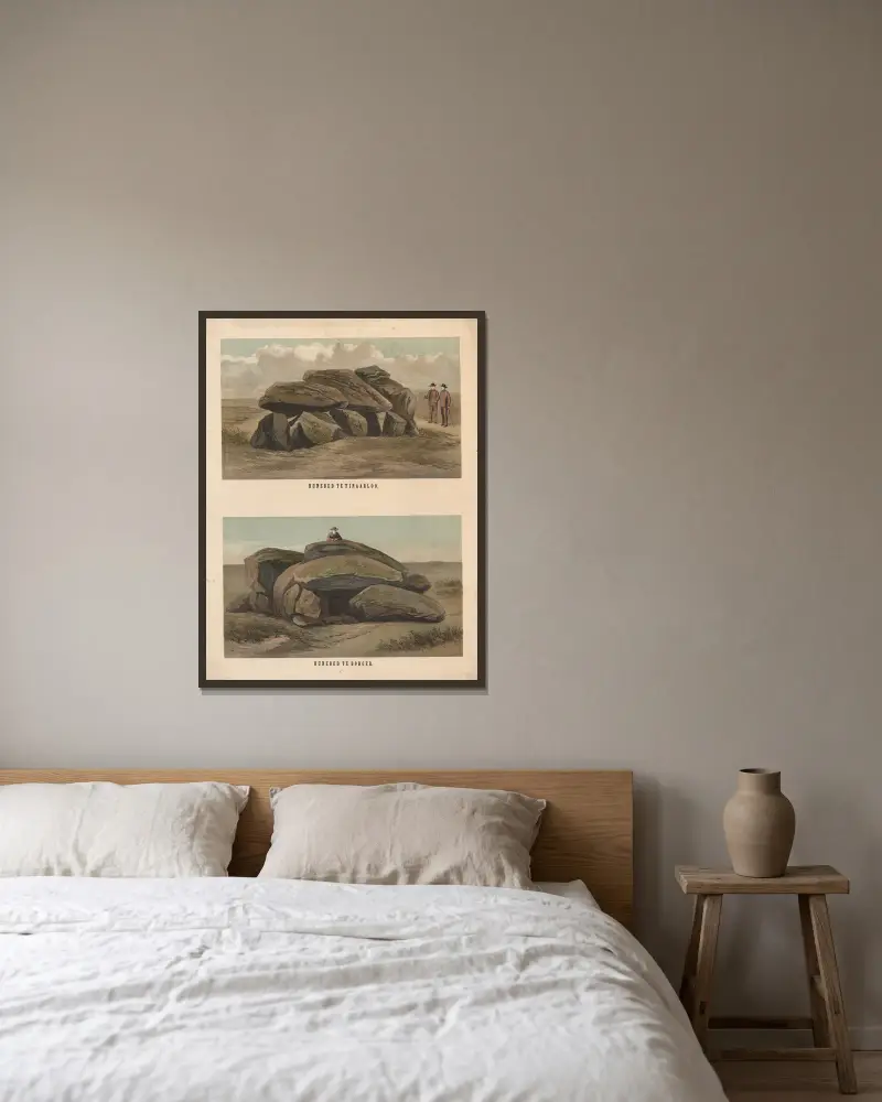 Hunebed te Tinaarloo, Hunebed te Borger av Hendrik Jan van Lummel inramad på en vägg