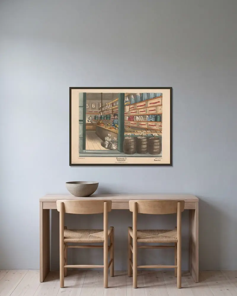 Speceributik av Hendrik Jan van Lummel inramad på en vägg