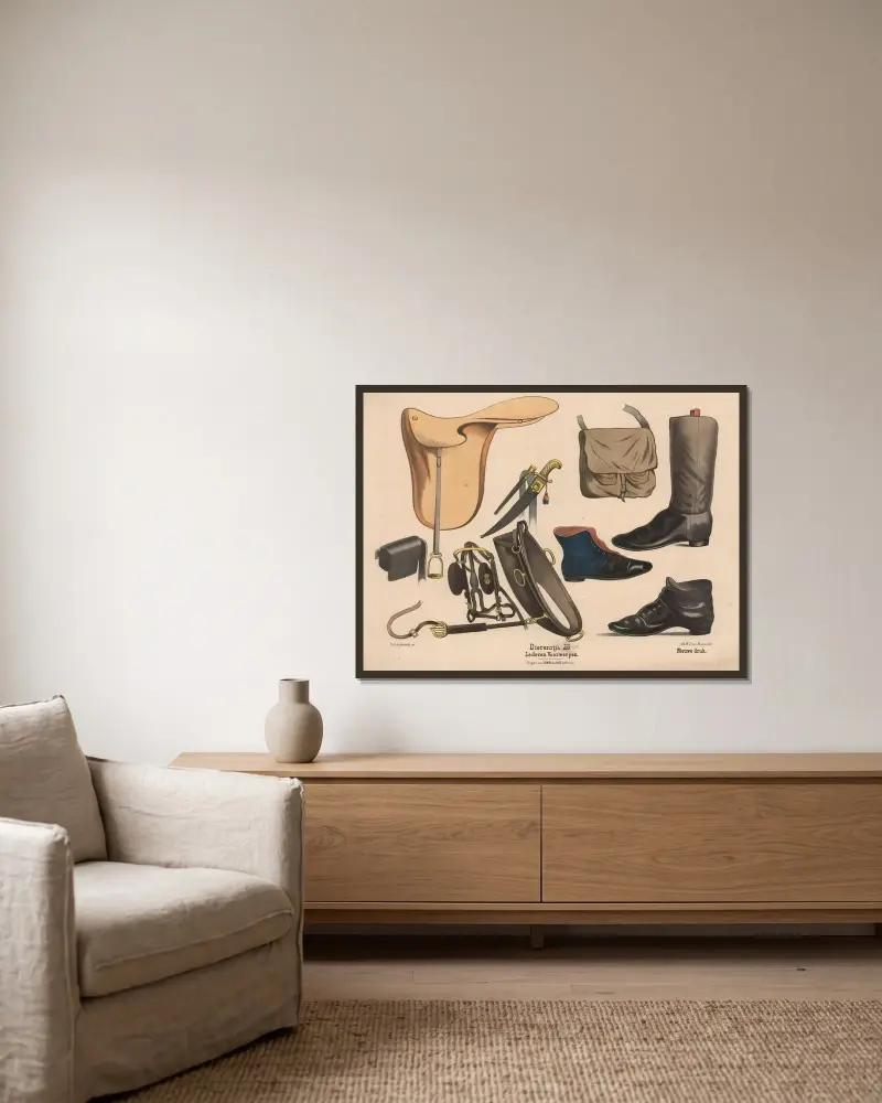 Lederen Voorwerpen av Hendrik Jan van Lummel inramad på en vägg