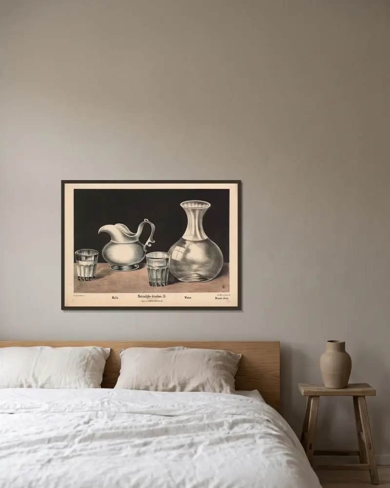 Melk, Water av Hendrik Jan van Lummel inramad på en vägg