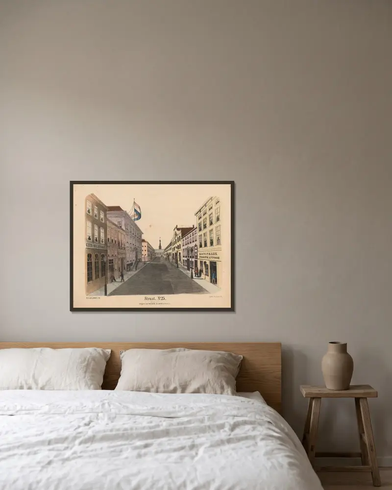 Straat. No. 25 av Hendrik Jan van Lummel inramad på en vägg