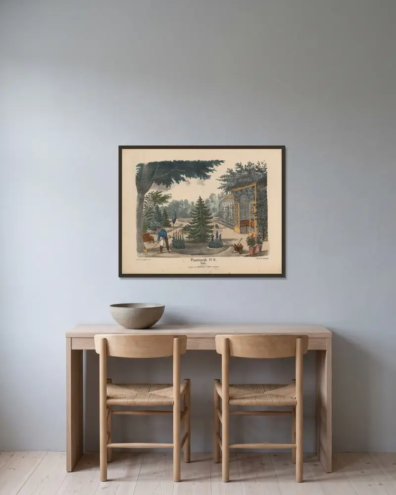 Trädgård av Hendrik Jan van Lummel inramad på en vägg