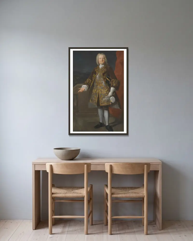 Carl Gustaf Tessin, 1695-1770 av Martin van Meytens inramad på en vägg