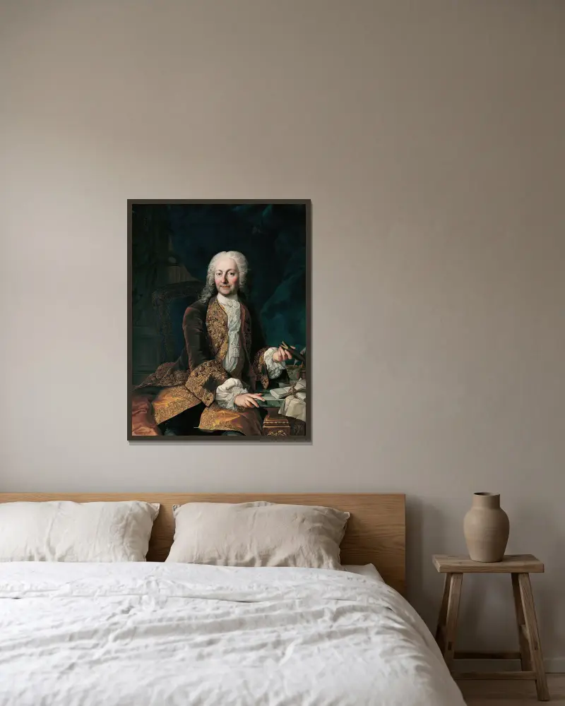 Johann Christoph Freiherr von Bartenstein av Martin van Meytens inramad på en vägg