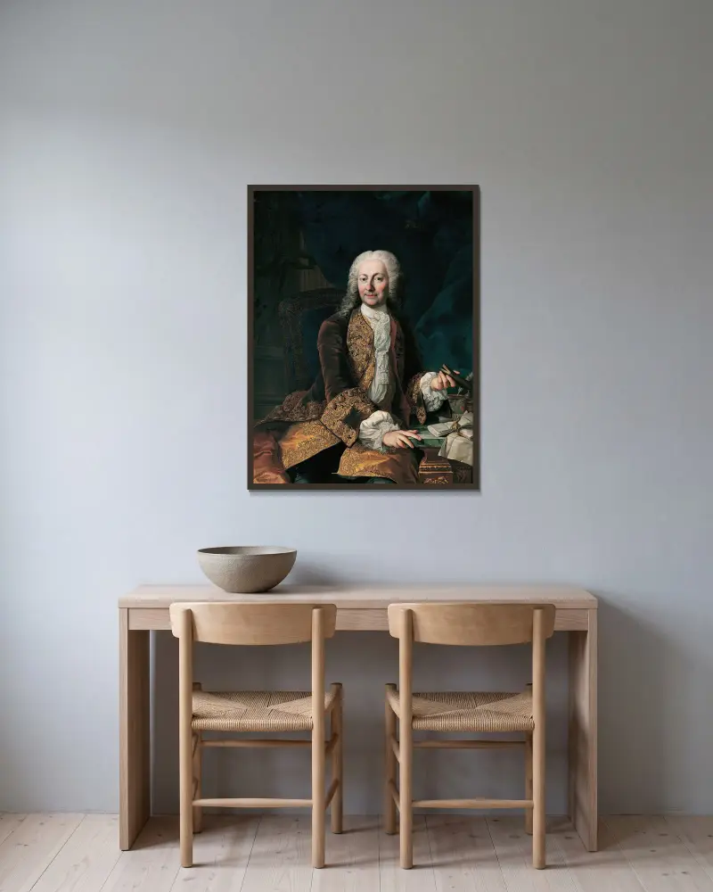 Johann Christoph Freiherr von Bartenstein av Martin van Meytens inramad på en vägg