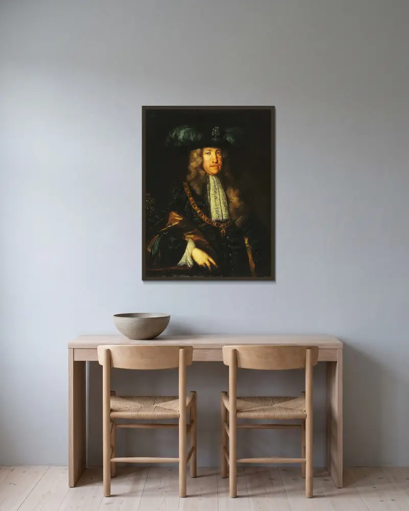 Porträtt av kejsar Karl VI av Martin van Meytens inramad på en vägg