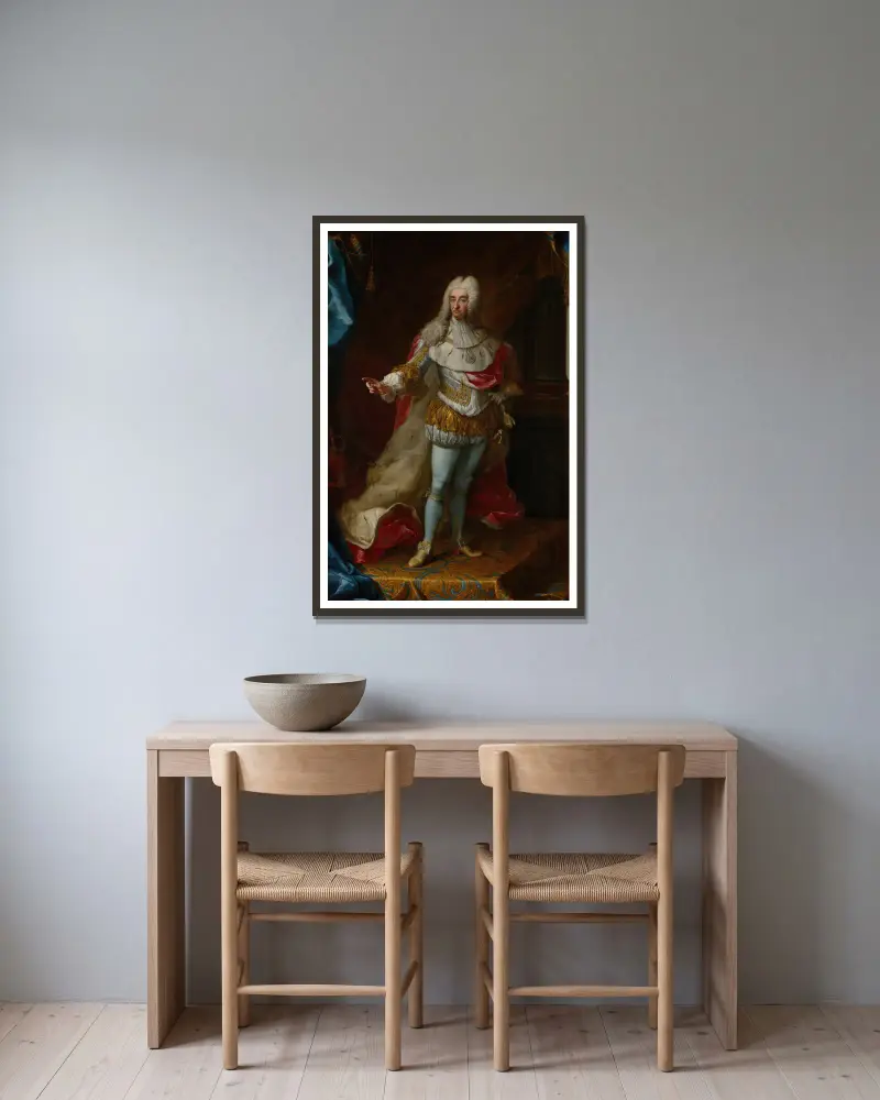 Vittorio Amedeo II i majestät av Martin van Meytens inramad på en vägg