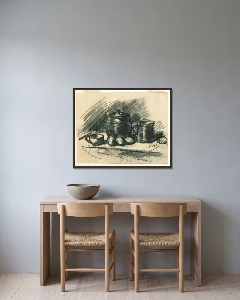 Den dukade tafel av Eugeen Van Mieghem inramad på en vägg