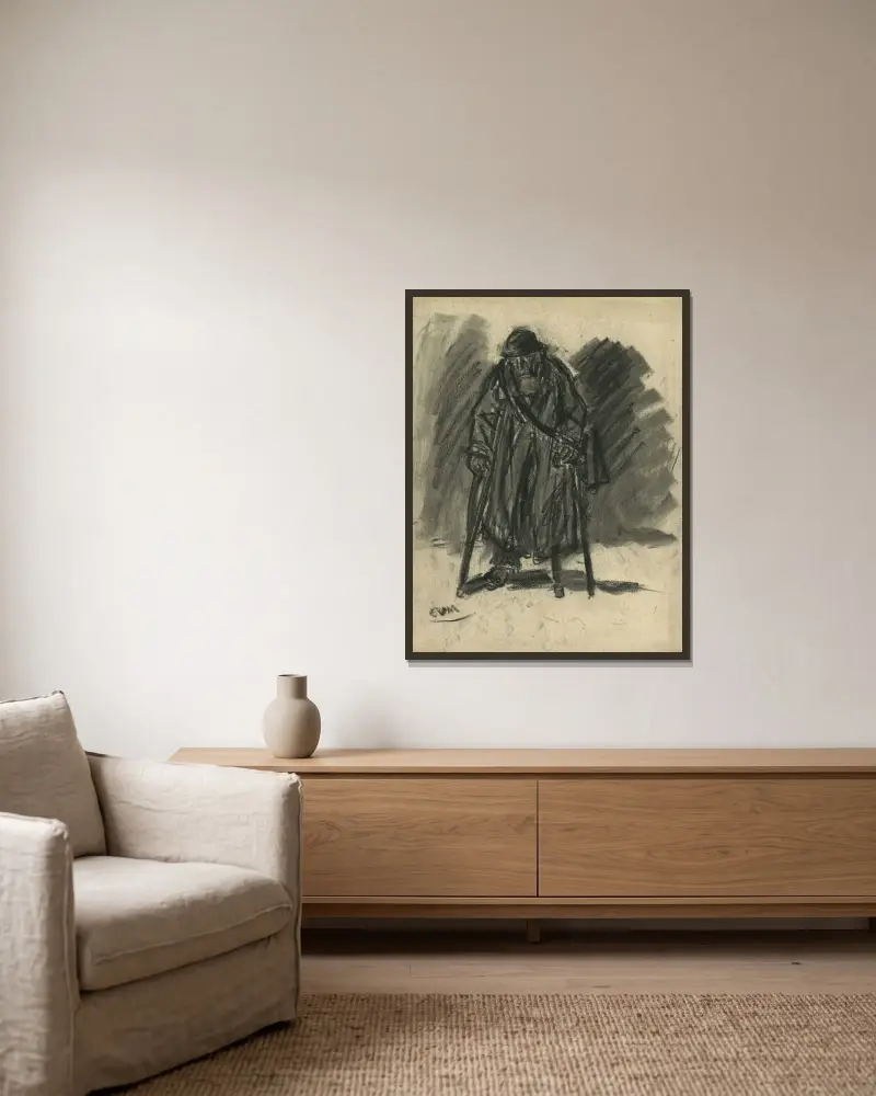 Den judiska tiggaren av Eugeen Van Mieghem inramad på en vägg