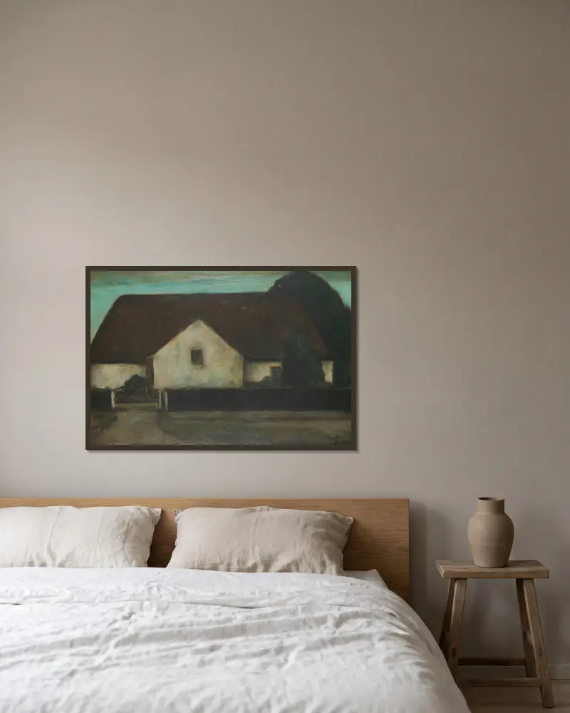 Bauernhof von Eugeen Van Mieghem gerahmt an einer Wand