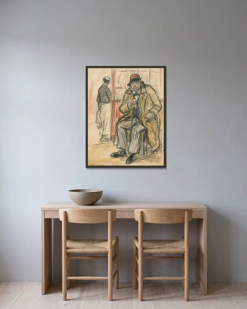 In café Hulstkamp av Eugeen Van Mieghem inramad på en vägg
