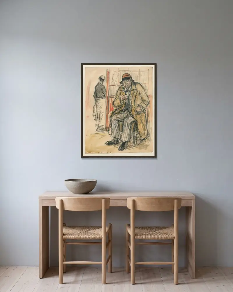 På café Hulstkamp av Eugeen Van Mieghem inramad på en vägg